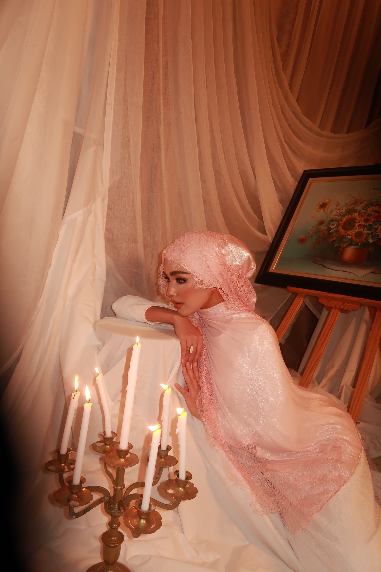 Diamond Lace Shawl - Blush