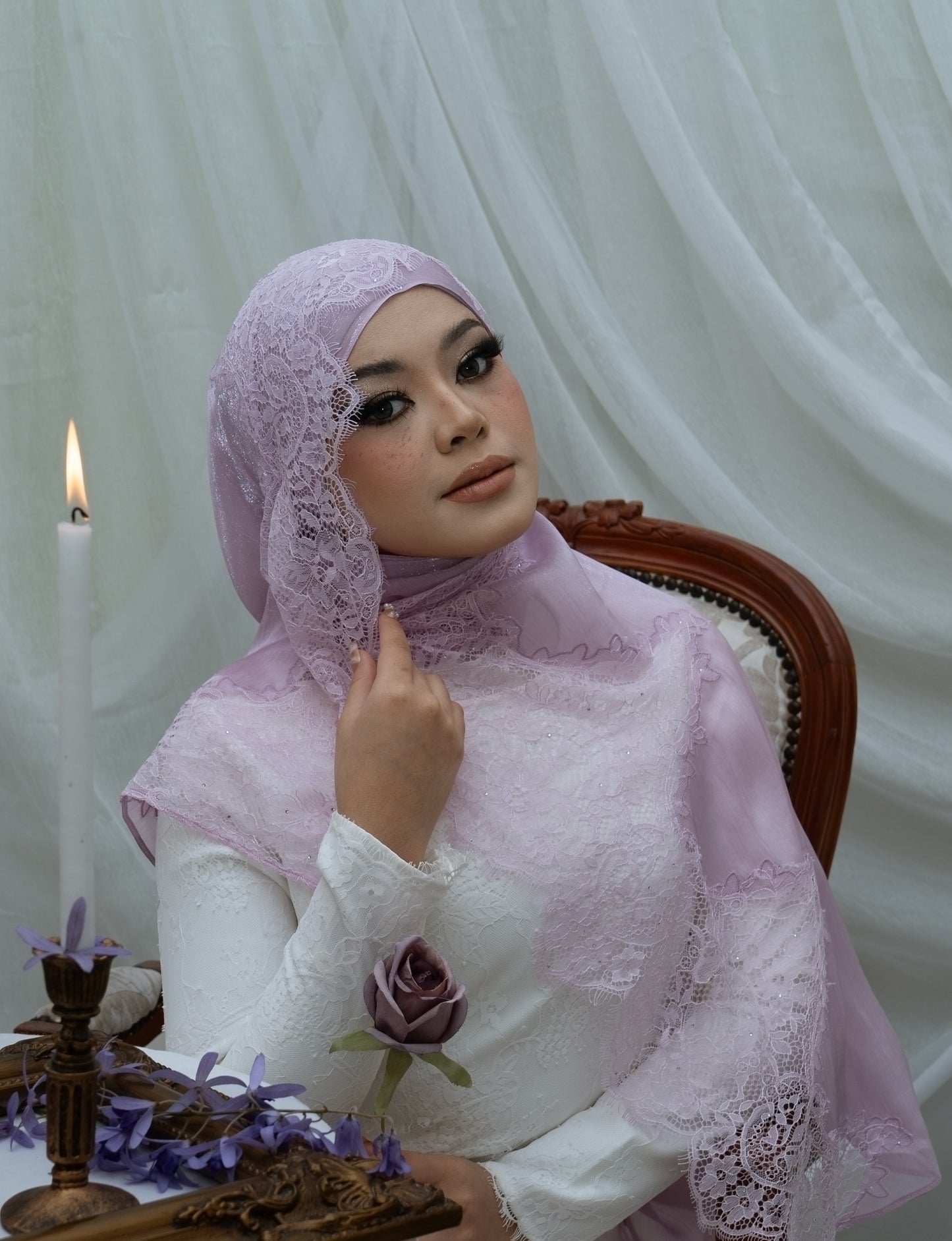 Diamond Lace Shawl - Light Mauve
