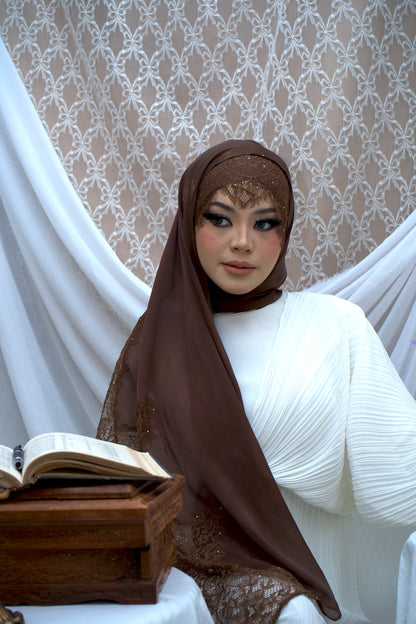 Diamond Lace Shawl - Cocoa Brown