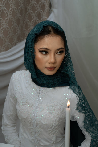 Diamond Lace Shawl - Teal Green