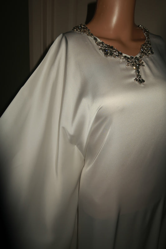 Saḥarā Beaded Kaftan - Angelic White