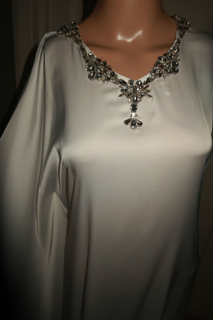 Saḥarā Beaded Kaftan - Angelic White