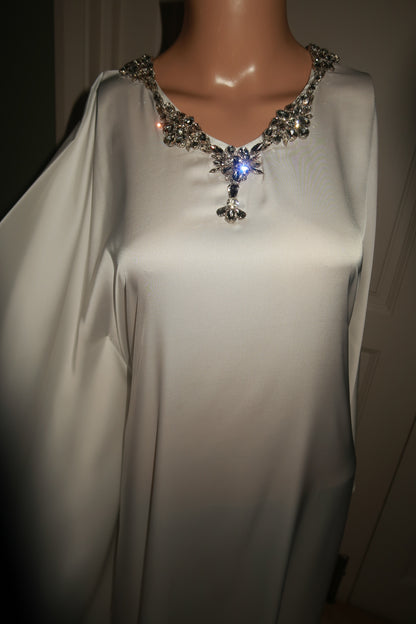 Saḥarā Beaded Kaftan - Angelic White